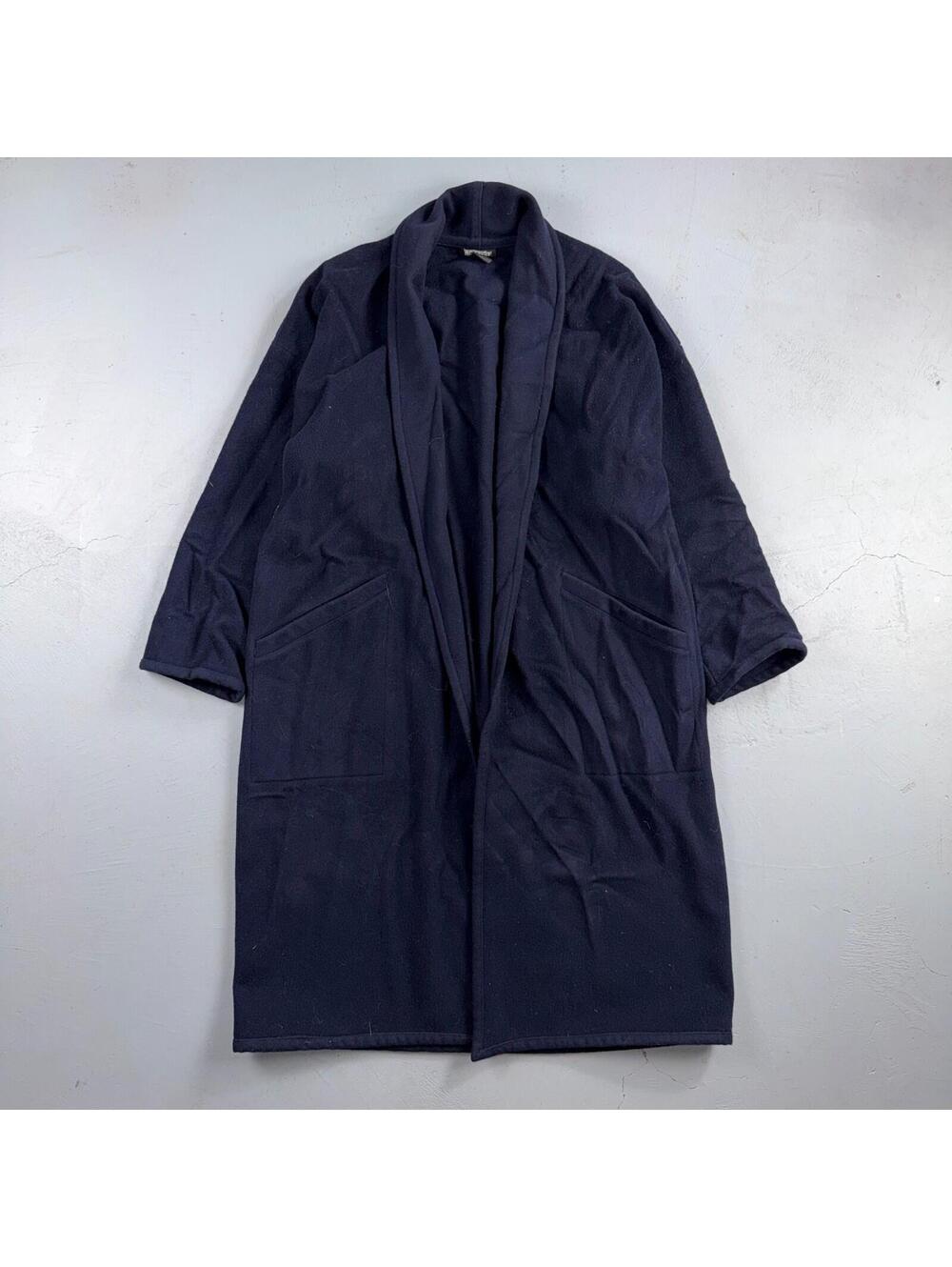 Eileen Fisher Coat Women’s Blue Wool Open Front Oversized Kimono Jacket VTG